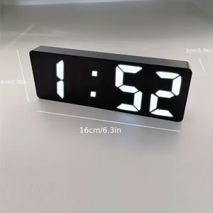 TEMU 2025 신제품 멀티기능 LED 홈 클럭 스누즈 및 조명 기능 포함 - 4가지 디스플레이 모드(시간/날짜/온도/알람), 5버튼 제어, 침실용 컴팩트 스퀘어 디자인, 사무실 및 여행용 - 배터리 구동(AAA 미포함), 현대적 감각의 침실 액세서리 | 경량 알람 시계
