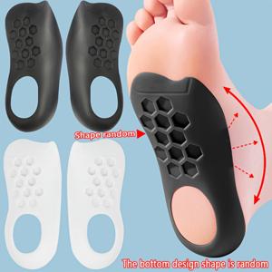 TEMU 4개 세트 마사지 발뒤꿈치 쿠션, 충격 흡수 깔창, 블랙 & 화이트 하프 사이즈 인서트, 압력 감소 발 아치 지지대, 편안한 걷기 및 하루 종일 착용에 적합, 러닝 및 스탠딩용 스니커즈 호환|역류방지쿠션