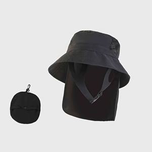 TEMU SUNYGOOG 조절 가능한 넓은 브림 버킷 모자, 메쉬 백 및 블랙 스트랩 - 서핑, 낚시, 하이킹 및 수영 스포츠용 통기성 접이식 디자인 - 블랙, 하이킹 장비, 야외 헤어웨어, 세련된 헤어웨어, 내구성 있는 헤어웨어|모자|벙거지모자|등산모자