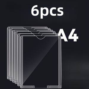 TEMU 2/4/6pcs 더블 레이어 하이 투명 아크릴 A4 사진 프레임, 카드 슬롯, 내구성과 부드러운 사진 벽 슬롯, 종이 상자 슬롯, 사무실, 레스토랑, 상점을 위한 홍보 보도판 디스플레이|A4용지
