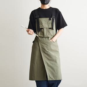 TEMU 커피숍 서버 및 아트 학생용 슬릿 디자인 긴 조절 가능한 크로스 스트랩 앞치마 - 홈웨어에 적합|커피