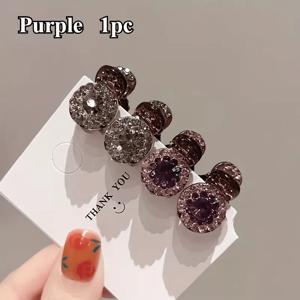 TEMU 스파클링 라인스톤 & 자수정 미니 헤어 클립 - 앞머리, 퍼프 머리, 업스타일을 위한 가벼운 아크릴 핀, 여성 및 청소년용 귀여운 헤어 액세서리, 우아한 디자인의 고급 헤어핀, 패션 애호가들을 위한 안전한 그립