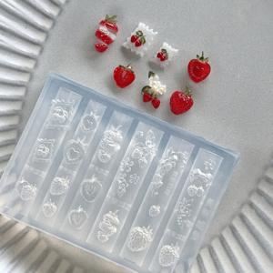TEMU 1pc의 현실적인 딸기 실리콘 모양을 위한 네일 아트, 3차원 인쇄된 달콤한 스타일 DIY 네일 장식, 살롱 네일 도구를 위한 네일 프린트 착용.
