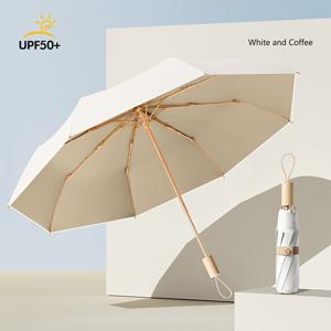 TEMU 1개 UPF50+ 고급 알루미늄 합금 캐주얼 패션 스타일 삼중 접이식 우산, 고밀도 캔버리 손수건
