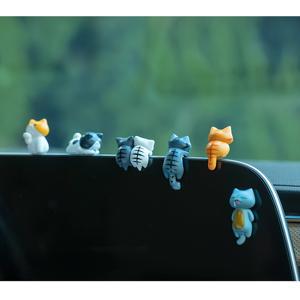 TEMU 6개 귀여운 만화 고양이 피규어 - 화려한 화면 가장자리 & 차량 장식 - 식물 배치 및 사무실 장식용 다용도 디스플레이 액센트, 식물 배치 액세서리 | 기발한 장식 | 레진 고양이 피규어, 고양이 액세서리