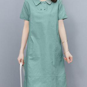 TEMU ZANZEA 여성 여름 폴리에스테르 셔츠 드레스 - 100% 직조 폴리에스테르, 아시아 스타일, 단색, 라펠 칼라, 반팔, 포켓이 있는 핏잡 캐주얼 드레스|여름원피스|여성원피스|인견원피스
