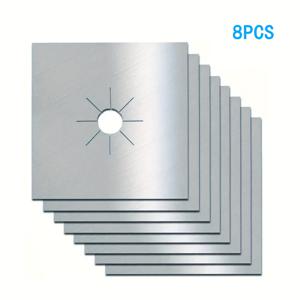 TEMU 8pcs 스토브 버너 커버, 0.15mm 두께, 재사용 가능, 비스듬한, 청소하기 쉽다 - 주방 안전을 위한 내구성 있는 가스 레인지 보호자