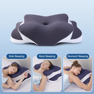 TEMU 인체공학적 나비 목베개 - 통기성 쿨링 원단, 척추 정렬을 위한 조절 가능한 높이, 진회색 - 옆으로/등으로 자는 사람 및 노인을 위해 이상적인, 손세탁 전용, 편안한 수면 보조품