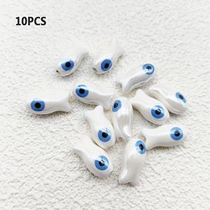 TEMU 도자기 비즈, 세라믹 물고기 비즈, 악마의 눈 비즈, 팔찌, 목걸이, DIY 주얼리 만들기, 휴대폰 체인, 가방 체인 액세서리