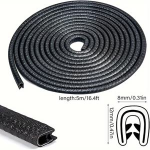 TEMU 1개 흑색 PVC 자동차 도어 실 프로텍터, 고무 웨더스트립 실 스트립, 긁힘 방지 범퍼 가드, 자동차 도어 트림 악센트 스트립