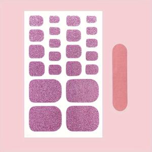 TEMU 1장 자체 접착 글리터 네일 스티커 - 보라-핑크 솔리드 컬러 전체 커버 오벌 네일 아트 데칼, 반짝이는 PET 필름 DIY 매니큐어 & 페디큐어용, 광택 마감, 사랑 테마, 알코올 프리 (랜덤 색상), 네일 폴리쉬 스티커, 페디큐어 액세서리, 쉬운 적용