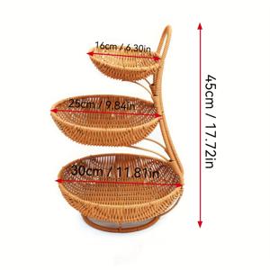 TEMU 원팩 멀티레이어 모조 라탄 짠 저장 바구니 라운드 멀티레이어 과일 바구니 홈 레스토랑 주방 호텔 사탕 스낵 과일 접시 바구니, 집 정리 저장함