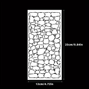 TEMU 대형 레트로 스톤 벽 패턴 페인팅 스텐실 - DIY 스크랩북, 앨범, 일기 배경 및 인사말 카드 제작을 위한 재사용 가능한 플라스틱 템플릿