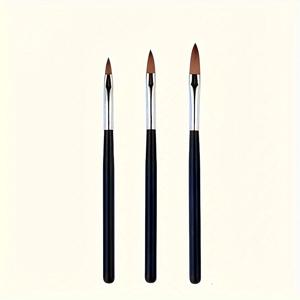 TEMU 3개/세트 아크릴 네일 브러시 블랙 D 네일아트 액상 파우더 조각 꽃 모양 만들기 빌딩 브러쉬 펜 젤 드로잉 브러시 매니큐어 도구