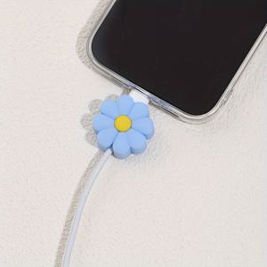 TEMU 데이터 케이블을 보호하는 꽃 모양의 보호 커버, 충전 케이블을 굽거나 먼지로부터 보호하며, 아이폰과 Type-C 케이블 보호에 적합합니다.