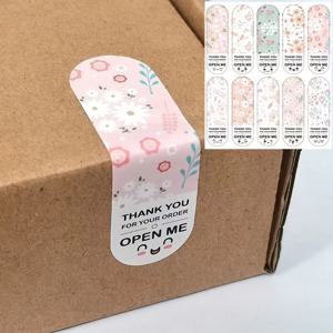 TEMU 100개 꽃 감사 스티커, 거친 마감, 영어 텍스트, 단용용 종이 라벨, 패키지 밀봉, 소규모 비즈니스 선물 장식, 직사각형 형태