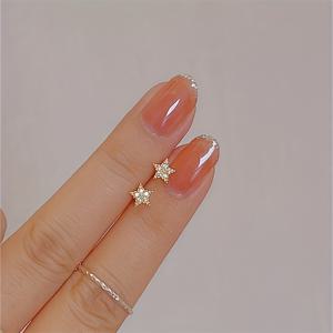 TEMU 여성용 합성 지르코니아 펜타그램 귀걸이 2개 세트, 레트로 우아한 스타일, 일상 및 파티, 연인에게 발렌타인데이 선물, 가족을 위한 추수감사절 선물에 적합