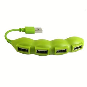 TEMU 4포트 완두콩 모양 USB 2.0 허브 - 컴팩트하고 휴대하기 쉬운, 노트북, 데스크탑, 태블릿용 다용도 USB 확장 - 녹색, 사용 및 휴대가 간편, 노트북 주변기기 | 독특한 외관 | 가벼운 허브