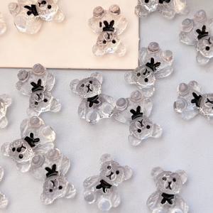 TEMU 20개 3D 카툰 베어 네일 아트 세트, 투명 레진 네일 장식, 귀여운 DIY 곰돌이 네일 주얼리, 무향