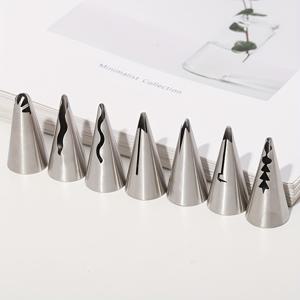 TEMU 7pcs 스테인레스 스틸 제과 노즐 세트, 크림 경계, 스커트, 꽃 디자인을 위한 창의적인 케이크 장식 팁, 베이킹 도구 키트