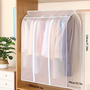 TEMU 1pc 지퍼 옷 먼지 커버 - 가벼우며 반투명한 먼지 방지 및 방수 옷걸이 옷장 정리 가방 - 스ーツ, 코트 및 셔츠용, 세탁 가능한 플라스틱 저장 솔루션 - 침실, 사무실, 가정 및 기숙사용 공간 절약 디자인 - 친구에게 이상적인 선물 - 옷장 정리|반투명 커버|지퍼 클로저, 옷장 정리 및 저장