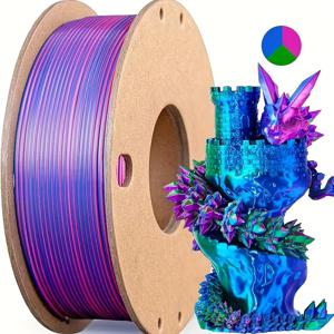 TEMU 1롤 - 보라색에서 파란색 그라데이션 PLA 필라멘트 - 생분해성 & 무독성 3D 프린터 잉크 - FDM/FFF 프린터 호환 - 건축 모델, 주얼리, 프로토타입 제작용 - 3D 프린팅 소재, 매끄러운 마감, 메이커 및 크리에이터를 위한 재료