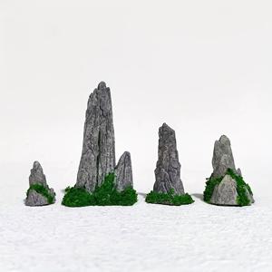 TEMU 정원, 잔디 및 정원 bonsai 조각, 미니 제인 정원 산 장식 세트, 그레이 레진 암석 형성, bonsai 경관, 식물원 및 유리하우스 페어리랜드 액세서리, 14세 이상, 배터리 필요 없음
