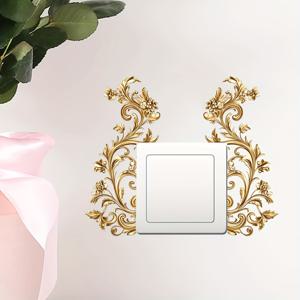TEMU 1pc 우아한 금색 꽃무늬 스위치 스티커 - 자체 접착식 비닐 장식, 거실, 침실, 현대적인 집, 거무스름한 마감, 분리 가능, 배터리 필요 없음, 침실 벽 장식 | 금색 꽃무늬 디자인 | 거무스름한 마감 스티커, 꽃 장식