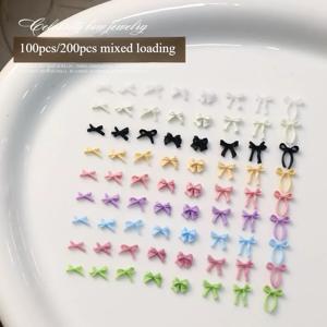 TEMU 100/200개 컬러풀 3D 리본 & 보우 네일 참 - 다용도 도파민 레진 네일 & 귀걸이 액세서리, DIY 매니큐어 및 파티, 결혼식용 장식 네일 아트|네일아트