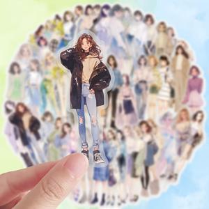 TEMU 노트북, 물병, 랩탑, , 헬멧, 악기에 적합한 50개의 투명 패션 스티커, PVC 소재, 선물 및 동기부여용 귀여운 만화 캐릭터 스티커