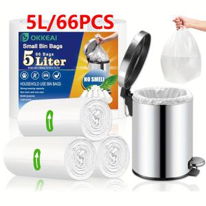 TEMU 5L/10L 소형 쓰레기봉투 10리터 흑백 휴대용 쓰레기봉투, 화장실 애완동물 차량 주방 사무실 욕실용 두꺼운 방수 미니 포트블