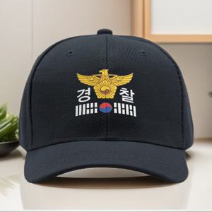 TEMU 남녀공용 한국 경찰 로고 바이저 모자, 통기성 트럭커 캡, 조절 가능한 가벼운 캐주얼 야구모자, 아웃도어 햇