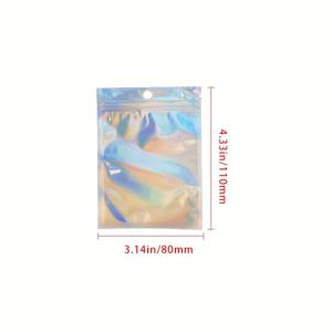 TEMU 110팩 무지개색 홀로그래픽 자가 밀봉 백 - 그라데이션 컬러 플라스틱 액세서리 보관 파우치, 선물 포장 및 여행 정리용 주얼리 오거나이저