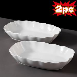 TEMU 2개 세트 찜기름 요리용 접시 업그레이드, 레스토랑 특별 제품, 예술적 식기류, 디저트 플래터, 서빙 트레이, 레스토랑 특징, 불규칙한 서양 스타일 화이트 세라믹 접시, 고급 도자기, 창의적인 테이블웨어 수프 및 저녁식사 접시, 크리스마스, 하누카, 추수감사절, 이스터 선물