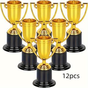 TEMU 12개의 플라스틱 미니 트로피 파티 선물, 소품, 보상, 상품 항목, 어린이 및 성인 대회 축제 파티 장식 부스팅 소품 골드 트로피