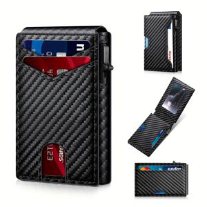 TEMU 1pc E-Z 지갑 - 남성을 위한 세련된 RFID 차단 팝업 카드 홀더, 빠른 액세스, 안전한 디자인, 알루미늄 합금, 블랙, 비즈니스 스타일, 빠른 액세스 지갑 | 세련된 지갑 디자인 | 내구성 있는 지갑, RFID 지갑|카드지갑|명함지갑