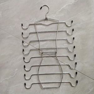 TEMU 광택 처리된 금속 옷걸이 8단 공간 절약형 다층 랙, 미끄럼 방지 스테인리스 스틸 란제리 정리함, 옷장 보관을 위한 360도 회전 후크