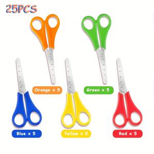 TEMU 25pcs 스테인레스 스틸 가위 세트, DIY 규칙 가위, 사무실 가위, 다목적 가위, 학교 용품, 사무실 책상, 가정, 교실 교사, 수제자용 가위