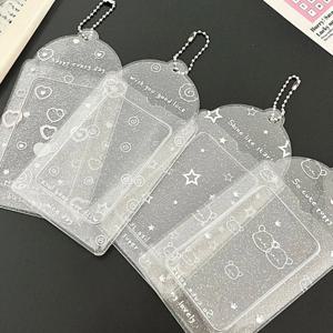 TEMU 반짝이는 3인치 투명 포토카드 거치대 - 방수 PVC, 아이돌 카드 디스플레이 및 보관을 위한 귀여운 소녀 하트 디자인