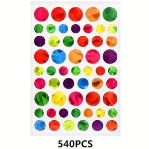 TEMU 540pcs 무지개 원형 별 스티커 - 화려한 색상, 보상 차트, 플래너, 교실 교사 용품, 교실 보상에 이상적입니다. | 화려한 스티커 세트 | 종이 스티커