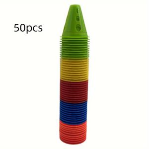 TEMU 30/50팩 멀티컬러 하이휠 스케이트 스테이크, 미니 8cm 소형 롤러스케이트 페그 - 바람 차단 및 장애물 마킹용 컷아웃 디자인 (축구 훈련용)