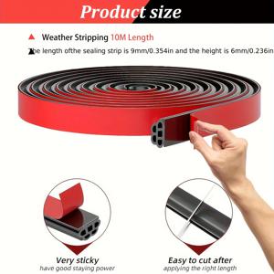 TEMU 1pc AutoSeal 10m/393.7인치 자동차 소음 차단 실링 스트립, 전면 배치, 차량 도어 창 틈새 충전을 위한 방수 스트리핑 고무 실링 테이프