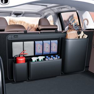TEMU 1pc F-Series 대용량 자동차 트렁크 정리함, 인조 가죽 다기능 스토리지 백, 범용 피트 아웃도어 액세서리용 자동차 후방 스토리지 박스
