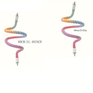 TEMU 2개 그라데이션 새 로프 퍼치 스탠드 새장 등반 로프 장난감 액세서리, 코카티엘, 러브버드, 파라킷, 버지, 슈가 글라이더용 나사(80cm & 60cm)