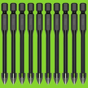TEMU 10개 텅스텐 타일 도자기 드릴 비트 세트, 6mm, 전체 연삭, 내마모성, 합금, 유리, 대리석, 거울, 전기 드라이버 비트 금속 홀 톱 드릴링 도구