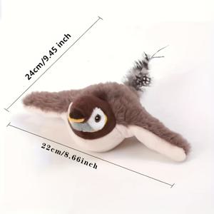 TEMU 1pc USB 충전식 상호작용 고양이 장난감, 현실적인 짹짹 소음 및 인공 깃털 꼬리 - 시뮬레이션된 날개가 있는 안전한 36V 배터리 구동되는 모든 고양이 품종을 위한 자체 플레이 플러시 새
