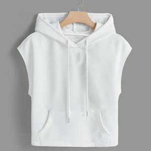 TEMU 여성용 민소매 후드 탱크탑 - 화이트, 캐주얼 운동 조끼, 끈조절 가능, 봄/여름 여성 액티브웨어, 가벼운 운동복 | 매끄러운 질감 원단, 레이디스 탱크탑