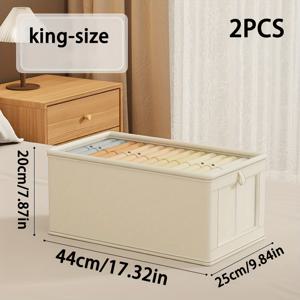 TEMU 2pcs 클래식 스타일 옥스포드 천 보관 상자 - 홈 사용을 위한 접이식, 먼지 방지 옷 정리 상자, 세탁 및 다양한 물건에 적합, 홈 정리 | 접이식 보관 | 내구성 있는 직물 상자, 세탁 상자