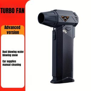 TEMU 휴대용 터보 핸드헬드 팬, 400,000 RPM 고속 브러시리스 모터, 디스플레이 스크린 및 2x 4000mAh 충전식 배터리 내장! 자동차, 컴퓨터, 키보드 및 가정 청소에 적합한 전기 공기 송풍기|차량용선풍기