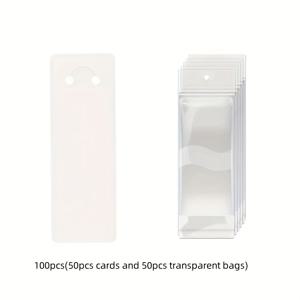 TEMU 100/200개 50장 카드 및 50개의 투명 봉지 / 100장 카드 및 100개의 투명 봉지) 빈 라벨 소 양 풀 따기 목걸이 키체인 디스플레이 카드, 투명 봉지 포함, 보석류 보관 및 포장 용품